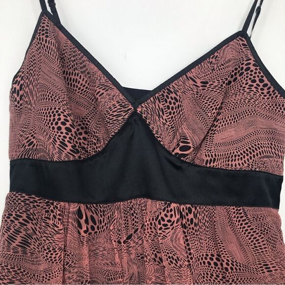 Express Black Mauve Silk Graphic Design Chiffon Baby Doll Tank Blouse - Picture 3 of 11